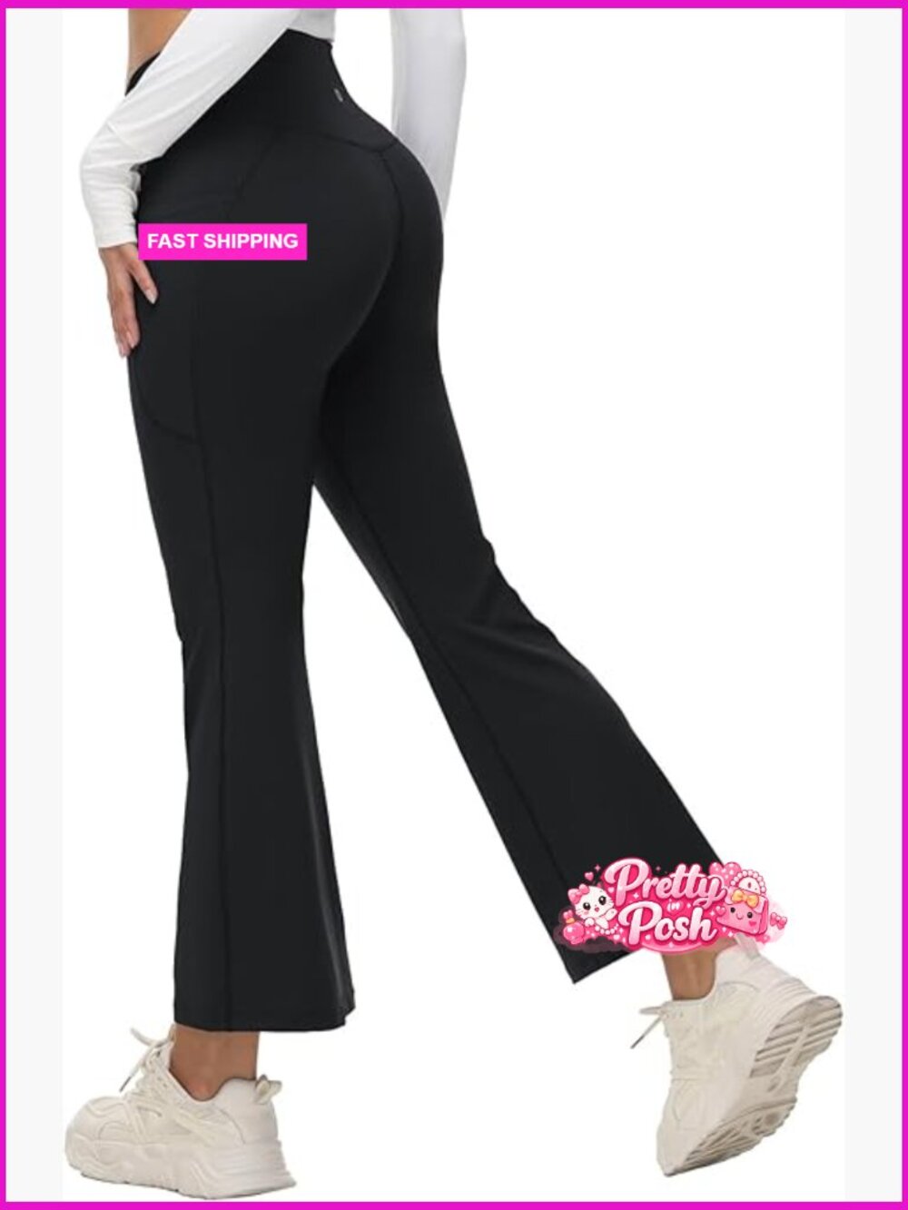 Women's Petite Flare Leggings Tummy Control Crossover High Waisted Yoga Pants